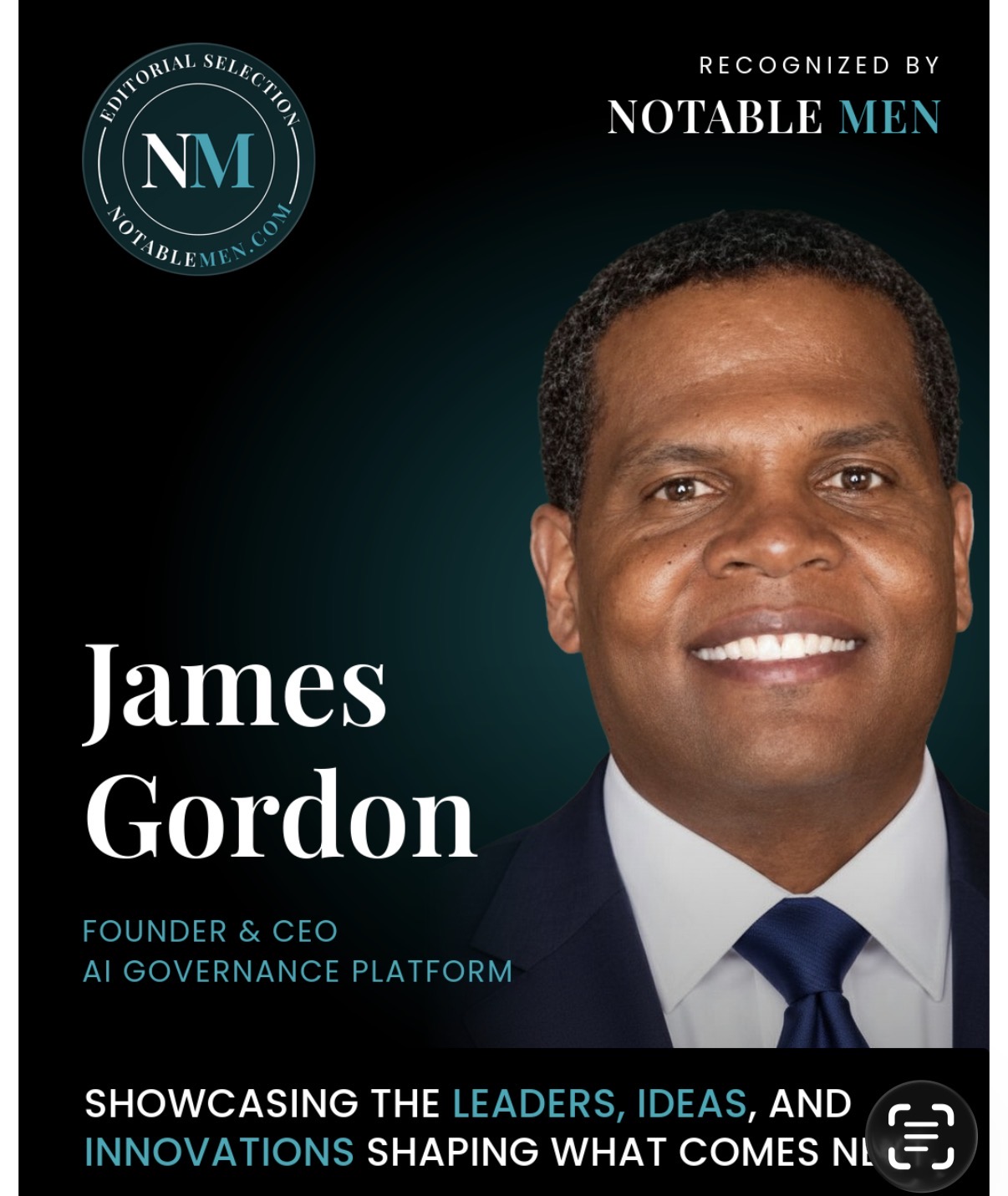 Editorial recognition feature — James Gordon, Founder & CEO, AI Governance Platform