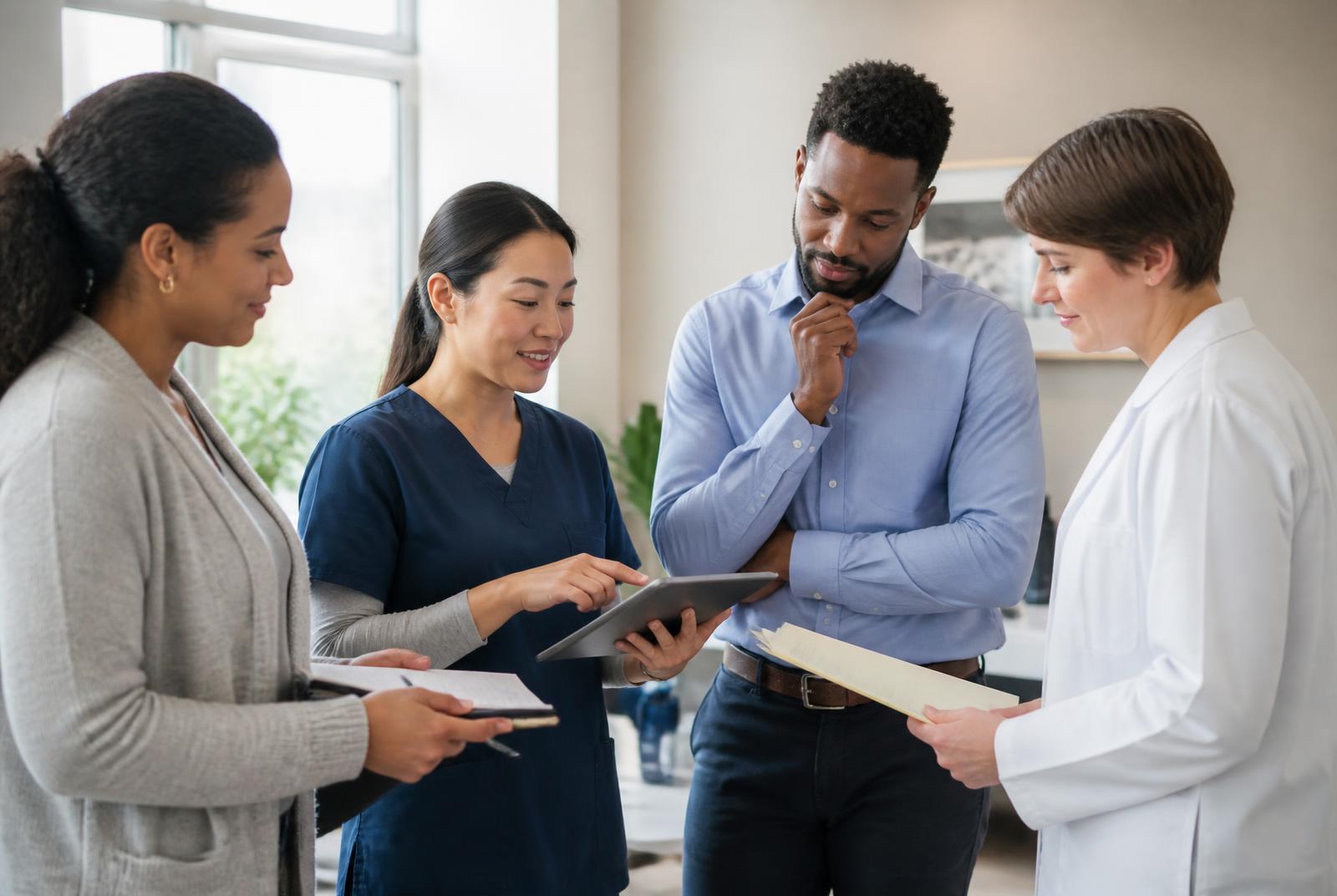 A team of behavioral health professionals reviewing a plan of care together